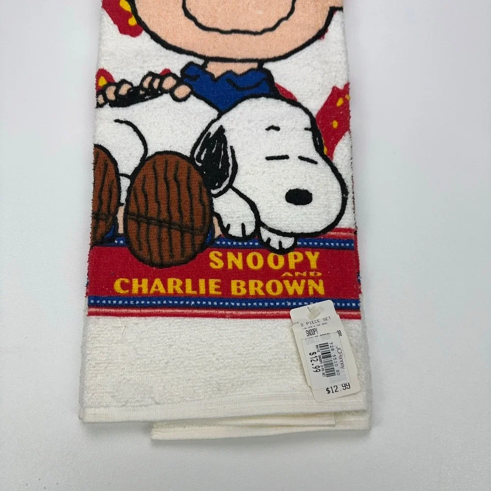 Peanuts Snoopy Charlie Brown 2pc Bath Towel Washcloth Set JCPenney White Aviator